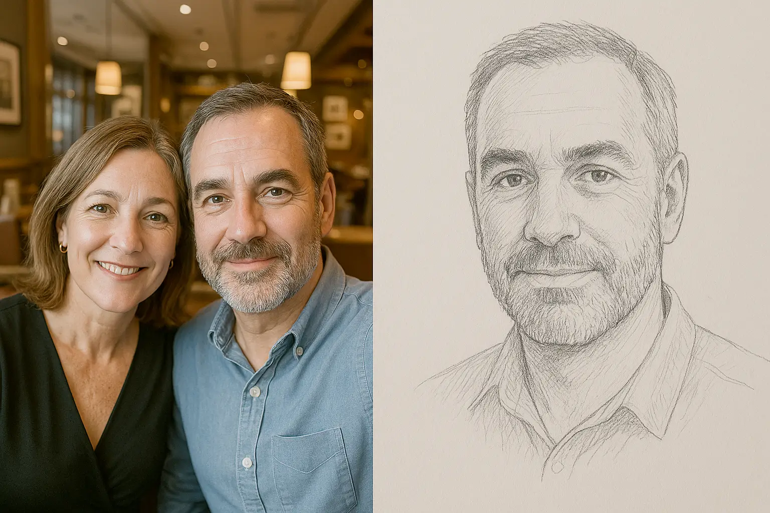 Zielsverwant tekening en echt koppel