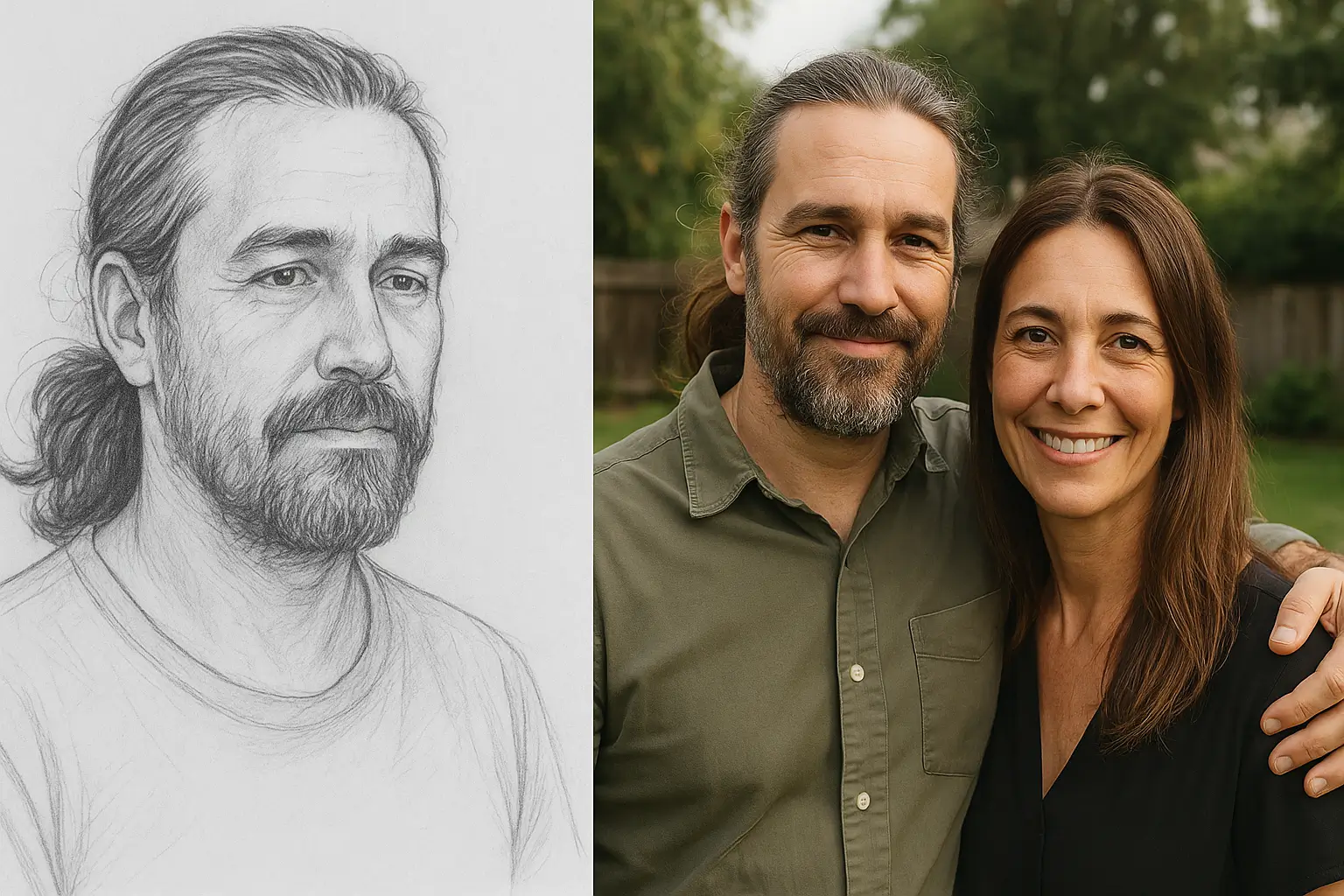 Zielsverwant tekening en echt koppel