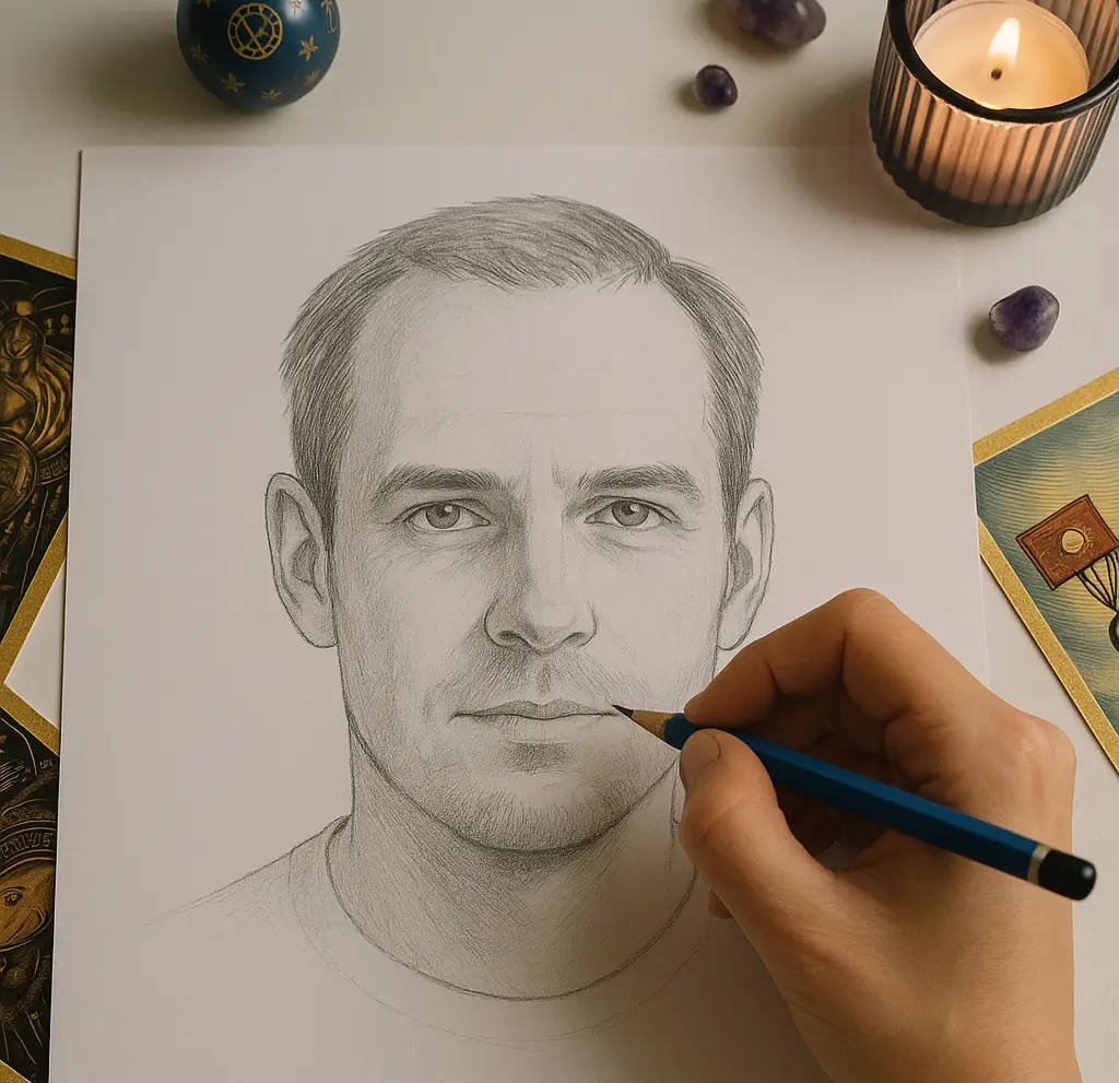 Artistiek werk aan een zielsverwant tekening